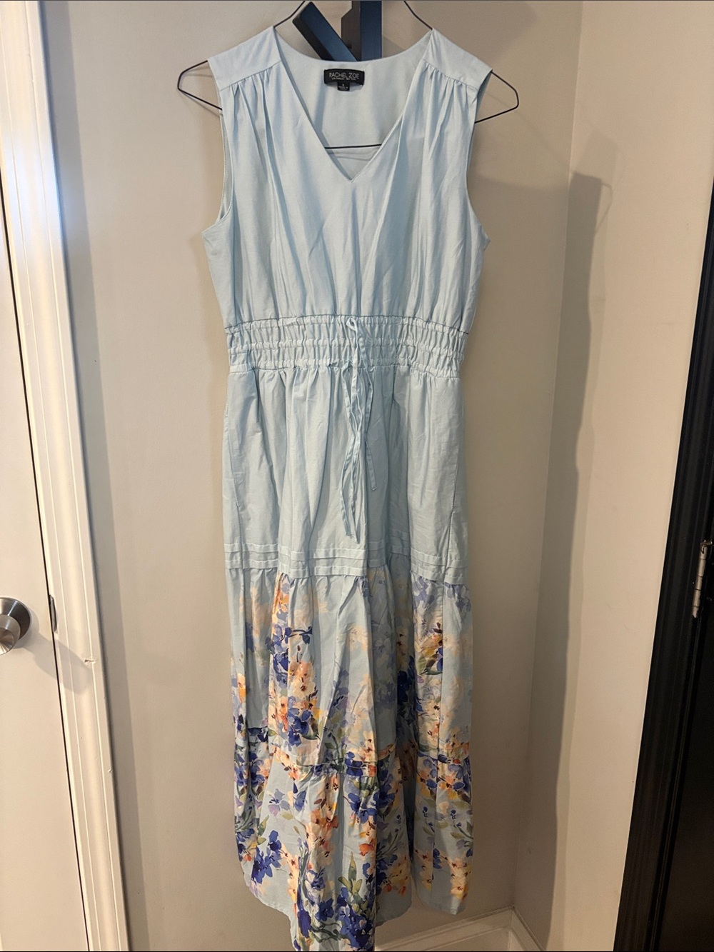 Rachel Zoe Light Blue Floral Tiered Maxi Dress